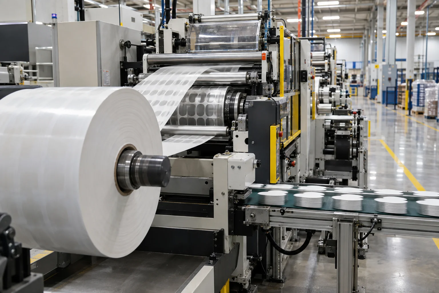 High-volume rotary die cutting production line